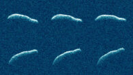 This collage shows six planetary radar observations of 2011 AG5 a day after the asteroid made its close approach to Earth on February 3, 2022. Image credit: NASA / JPL-Caltech.