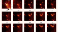 Morphology evolution of X7’s thermal dust emission between 2002 and 2021: the images are oriented with equatorial north at the top and with Sagittarius A* positioned in the upper left corner of each panel. Image credit: Ciurlo et al., doi: 10.3847/1538-4357/acb344.