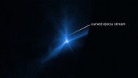 This Hubble image captures the breakup of Dimorphos when it was deliberately hit by DART on September 26, 2022. Image credit: NASA / ESA / STScI / Jian-Yang Li, PSI / Joseph DePasquale, STScI.