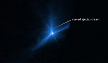 This Hubble image captures the breakup of Dimorphos when it was deliberately hit by DART on September 26, 2022. Image credit: NASA / ESA / STScI / Jian-Yang Li, PSI / Joseph DePasquale, STScI.