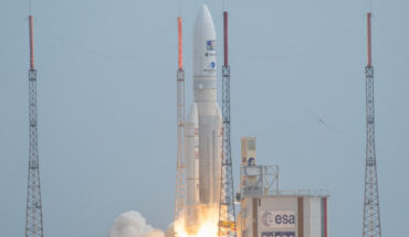 JUICE lifted off on an Ariane 5 rocket from Europe’s Spaceport in French Guiana on April 14, 2023. Image credit: M. Pédoussaut / ESA.