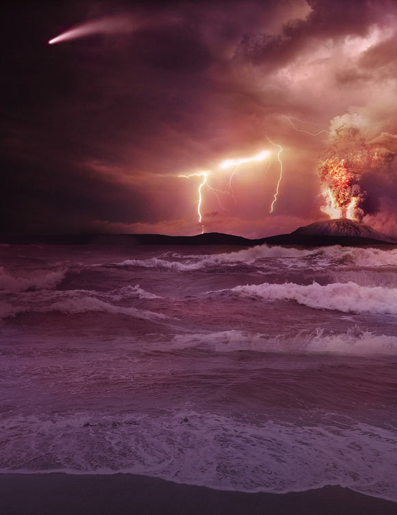 An artist’s impression of the early Earth. Image credit: NASA.