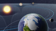 An artist’s impression of how astronomical forces affect the Earth’s motion, climate, and ice sheets. Image credit: NAOJ.