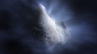 This artist’s concept of shows the main-belt comet 238P/Read sublimating -- its water ice vaporizing as its orbit approaches the Sun. Image credit: NASA / ESA.