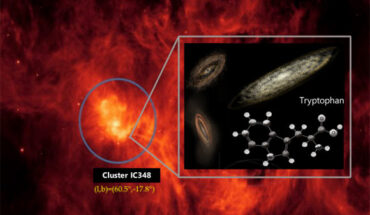 Iglesias-Groth used spectra from NASA’s Spitzer Space Telescope to conduct a search for the aromatic amino acid tryptophan in the interstellar gas of the young star cluster IC 348. Image credit: Jorge Rebolo-Iglesias / NASA / Spitzer Space Telescope.