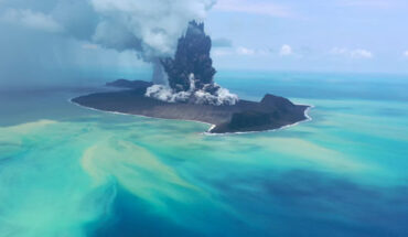 Hunga Tonga-Hunga Ha’apai volcanic eruption captured at December 30, 2021. Image credit: Tonga Geological Services.