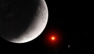 With a dayside temperature of roughly 380 K (107 degrees Celsius, 225 degrees Fahrenheit), TRAPPIST-1c is now the coolest rocky exoplanet ever characterized based on thermal emission. Image credit: NASA / ESA / CSA / Joseph Olmsted, STScI.