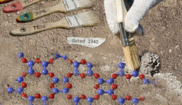 The structure of boron monoxide was a longstanding problem, dating back to 1940. Solving it required developing new NMR methods as well as applying x-ray diffraction (XRD), thermogravimetric analysis (TGA), differential scanning calorimetry (DSC), x-ray photo electron spectroscopy (XPS), and transmission electron microscopy (TEM). Image credit: U.S. Department of Energy Ames National Laboratory.
