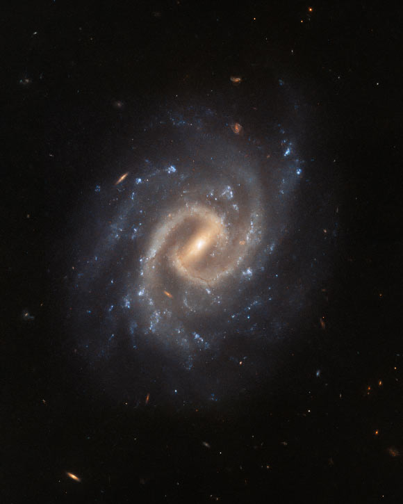This Hubble image UGC 12295, a face-on spiral galaxy located some 192 million light-years away in the constellation of Pisces. Image credit: NASA / ESA / Hubble / A. Filippenko / J. Lyman.