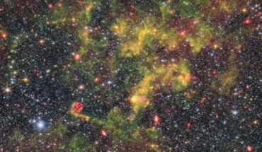 This image shows the irregular galaxy NGC 6822, which was observed by Webb’s Near-InfraRed Camera (NIRCam) and Mid-InfraRed Instrument (MIRI). Image credit: NASA / ESA / CSA / Webb / M. Meixner.