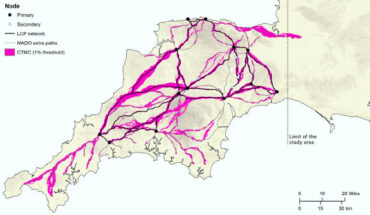 The network of Roman roads in South West Britain. Image credit: Parcero-Oubina et al., doi: 10.5334/jcaa.109.