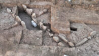 The 5,500-year-old gate at Tell Erani, Israel. Image credit: Yoli Schwartz, Israel Antiquities Authority.