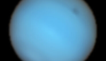 This image from the MUSE instrument on ESO’s Very Large Telescope shows Neptune; a dark spot can be seen to the upper-right. Image credit: ESO / Irwin et al.