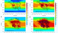 Pangea Ultima temperature and habitability: (a) mammalian species diversity without the influence of humans; (b) habitable regions (green area) in the Pre-industrial simulation; (c-h) cold month mean temperature (CMMT; degrees Celsius); (c,f) warm month mean temperature (WMMT; degrees Celsius); (d,g) and habitable regions (green area); (e,h) under two end members of our sensitivity analysis: low-pCO2 conditions (280 ppm) Pangea Ultima planetary configuration (in 250 million years); (c-e) and high-pCO2 conditions (1,120 ppm) Pangea Ultima configuration (in 250 million years); (f-h) with global land surface temperature (GLST) (grid-weighted) indicated. Image credit: Farnsworth et al., doi: 10.1038/s41561-023-01259-3.