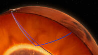 An artist’s depiction of a liquid silicate layer wrapped around the Martian core. Image credit: IPGP-CNES.