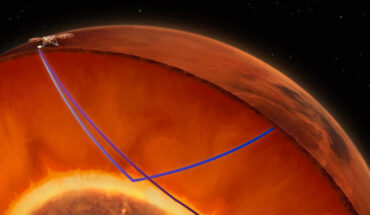An artist’s depiction of a liquid silicate layer wrapped around the Martian core. Image credit: IPGP-CNES.