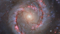 This Hubble image shows NGC 1566, a spiral galaxy some 70 million light-years away in the constellation of Dorado. The color image was made from separate exposures taken in the visible, ultraviolet and near-infrared regions of the spectrum with Hubble’s Wide Field Camera 3 (WFC3). It is based on data obtained through six filters. The color results from assigning different hues to each monochromatic image associated with an individual filter. Image credit: NASA / ESA / Hubble / D. Calzetti / LEGUS Team / R. Chandar.