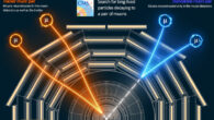 Illustration of two types of long-lived particles decaying into a pair of muons, showing how the signals of the muons can be traced back to the long-lived particle decay point using data from the tracker and muon detectors. Image credit: CMS / CERN.