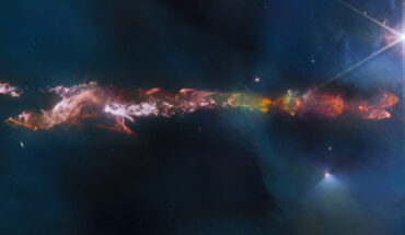 This Webb image shows a Herbig-Haro object called HH 797. Image credit: NASA / ESA / CSA / Webb / T. Ray, Dublin Institute for Advanced Studies.