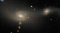 This Hubble image shows Arp-Madore 2105-332, a pair of interacting emission-line galaxies some 200 million light-years away in the constellation of Microscopium. Image credit: NASA / ESA / Hubble / J. Dalcanton / L. Shatz.
