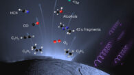 Illustration of plume activity on Enceladus. Image credit: Peter et al., doi: 10.1038/s41550-023-02160-0.