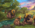 An artist’s impression of a group of Gigantopithecus blacki within a forest in southern China. Image credit: Garcia / Joannes-Boyau, Southern Cross University.