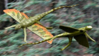 Kuehneosaurus latus (right) and Kuehneosuchus latissimus (left). Image credit: Nobu Tamura, http://spinops.blogspot.com.