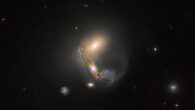 This Hubble image shows LEDA 60847, a group of interacting galaxies located in the constellation of Draco. Image credit: NASA / ESA / A. Barth, University of California – Irvine / M. Koss, Eureka Scientific Inc. / A. Robinson, Rochester Institute of Technology / Gladys Kober, NASA & Catholic University of America.