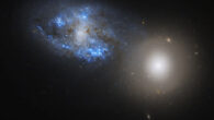The lenticular galaxy NGC 274 is visible on the right side of this Hubble image, and the barred spiral galaxy NGC 275 is at left. Image credit: NASA / ESA / R. Foley, University of California - Santa Cruz / Gladys Kober, NASA & Catholic University of America.