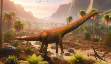 Life reconstruction of Jiangxititan ganzhouensis. Image credit: UnexpectedDinoLesson / Sci.News.