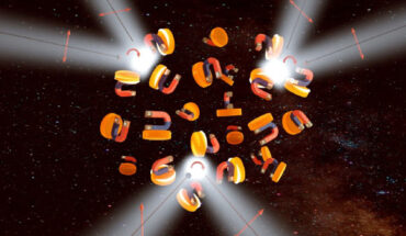 The new metamaterial is formed by randomly oriented bi-material nanocylinders in a host medium. Image credit: Ihar Faniayeu / Aalto University.