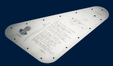 This side of a commemorative plate mounted on NASA’s Europa Clipper spacecraft features U.S. Poet Laureate Ada Limón’s handwritten In Praise of Mystery: A Poem for Europa. Image credit: NASA / JPL-Caltech.