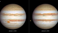 Jupiter is revisited by the NASA/ESA Hubble Space Telescope in these images, taken on January 5-6, 2024, capturing both sides of the giant planet. Image credit: NASA / ESA / STScI / Amy Simon, NASA’s Goddard Space Flight Center.