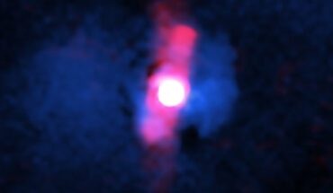 This composite image shows the quasar H1821+643. Image credit: NASA / CXC / University of Nottingham / Russell et al. / NSF / NRAO / VLA / SAO / N. Wolk.