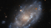 This Hubble image shows IC 776, a dwarf galaxy around 100 million light-years away in the constellation of Virgo. Image credit: NASA / ESA / Hubble / M. Sun.