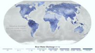 Collins et al. estimated flow through 3 million river segments, identifying locations around the world marked by intense human water use, including parts of the Colorado, Amazon, Orange, and Murray-Darling river basins, shown as gray here. Image credit: NASA.