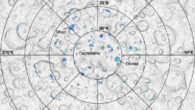 Permanently shadowed regions in the north polar region of Ceres; the color indicates the maximum obliquity at which a location is in shadow through an entire orbit. Image credit: Schorghofer et al., doi: 10.3847/PSJ/ad3639.