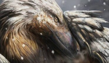 This artist’s impression shows a dromaeosaur, a type of feathered theropod, in the snow. Image credit: Davide Bonadonna / Universidade de Vigo / UCL.