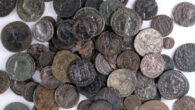 Bronze and silver coins from the 4th century CE found in Lod, central Israel. Image credit: Israel Antiquities Authority.
