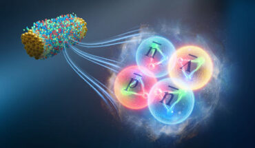 An artistic representation of antihyperhydrogen-4 created in a collision of two gold nuclei. Image credit: Institute of Modern Physics.
