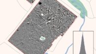 This image from the geophysical survey highlights the archaeological potential of the site in Wrexham, North East Wales. Image credit: University of Chester.