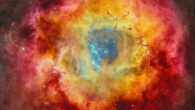 Cradled within the fiery petals of the Rosette Nebula is NGC 2244, the young star cluster which it nurtured. Image credit: CTIO / NOIRLab / DOE / NSF / AURA / T.A. Rector, University of Alaska Anchorage & NSF’s NOIRLab / D. de Martin & M. Zamani, NSF’s NOIRLab.