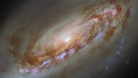 This Hubble image shows Messier 90, an intermediate spiral galaxy located 53.8 million light-years away in the constellation of Virgo. Image credit: NASA / ESA / Hubble / D. Thilker / J. Lee / PHANGS-HST Team.
