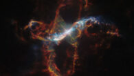 Two stars in the R Aquarii binary system are separated by about 1.6 billion miles. Image credit: NASA / ESA / Matthias Stute / Margarita Karovska / Davide De Martin / Mahdi Zamani / N. Bartmann, ESA & Hubble.