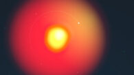 Graphical depiction of Betelgeuse and the Betelbuddy. Image credit: Lucy Reading-Ikkanda / Simons Foundation.