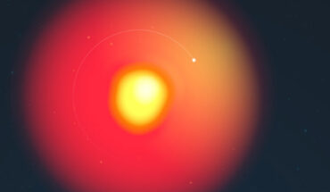 Graphical depiction of Betelgeuse and the Betelbuddy. Image credit: Lucy Reading-Ikkanda / Simons Foundation.