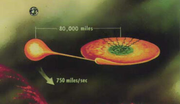 An artist’s depiction of the X-ray binary system 4U 1820-30 in the core of the globular cluster NGC 6624. Image credit: NASA.