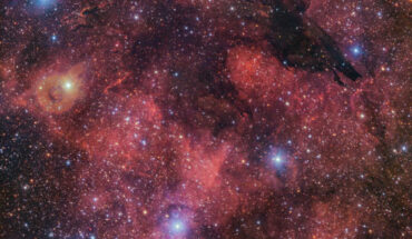 This image, taken by ESO’s VLT Survey Telescope, shows the Dark Wolf Nebula. Image credit: ESO / VPHAS+ Team.