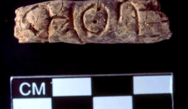 The 4,400-year-old clay object discovered at the ancient city of Umm el-Marra, Syria; the engraved symbols may be part of the earliest known alphabet. Image credit: Glenn Schwartz, Johns Hopkins University.