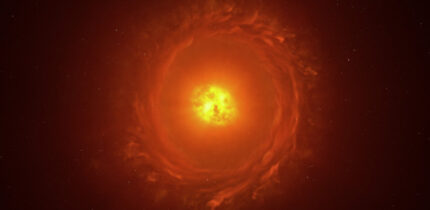 An artist’s reconstruction of the red supergiant WOH G64. Image credit: ESO / L. Calçada.